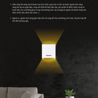 Đèn gắn tường Panasonic HHBQ1005B88, Ánh sáng vàng 3000K, trang trí, thắp sáng lối đi cầu thang, hành lang