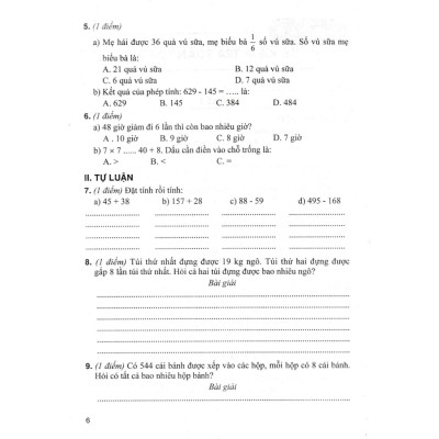 Bộ Đề Kiểm Tra Môn Toán Lớp 3 ( Dùng kèm SGK Chân Trời Sáng Tạo )-MK
