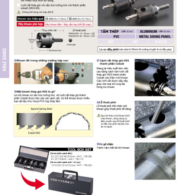 MŨI KHOÉT THÉP GIÓ HOLE SAW BI-METAL HS-S CHIỀU SÂU KHOÉT 24MM/50MM (52MM-63MM) UNIKA (HSS52- HSS63) - HÀNG CHÍNH HÃNG