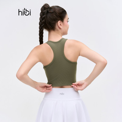  Áo croptop tập Yoga Gym Hibi Sports CR834, kiểu ba lỗ vải thun gân, kèm mút ngực