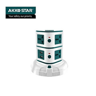 Ổ CẮM ĐIỆN HÌNH THÁP 2 TẦNG 88549 AKKO STAR - HÀNG CHÍNH HÃNG