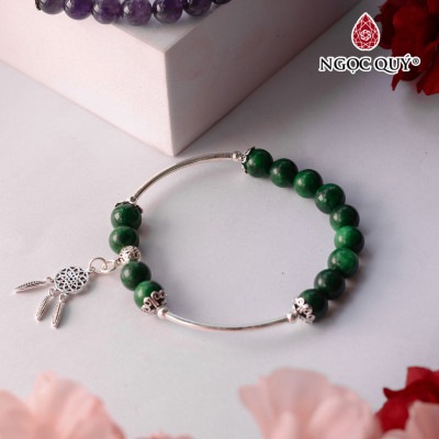 Vòng tay hạt đá thiên nhiên phối charm bạc dreamcatcher - Ngọc Quý