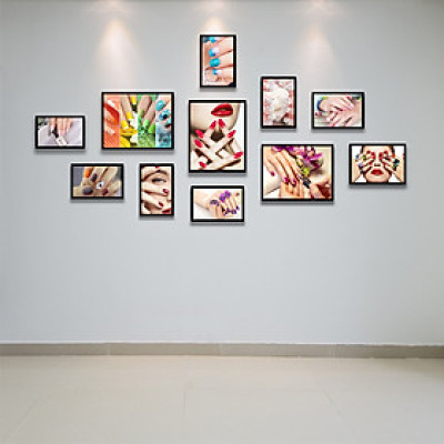 Bộ Khung Hình Kính Treo Tường Trang Trí Tiệm Nail Làm Đẹp Tặng Kèm bộ ảnh như hình, đinh treo tranh và sơ đồ treo - PGC214