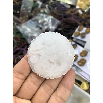 Mặt dây chuyền Rồng phong thủy đá bạch ngọc