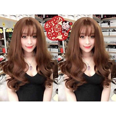 Tóc giả xoăn lửng- tặng lứoi chùm tóc- hình thật