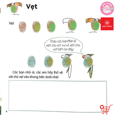 Sách - 100++ ý tưởng sáng tạo vẽ tranh bằng vân tay - Thực vật và Động vật - Đinh Tị Books