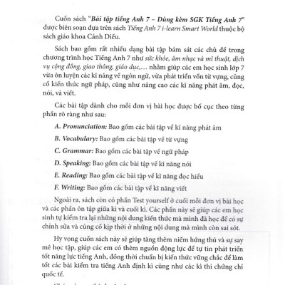 Bài Tập Tiếng Anh 7 Dùng Kèm Sách Giáo Khoa Tiếng Anh 7 (Bám Sát SGK Cánh Diều I-Learn Smart World)_HA