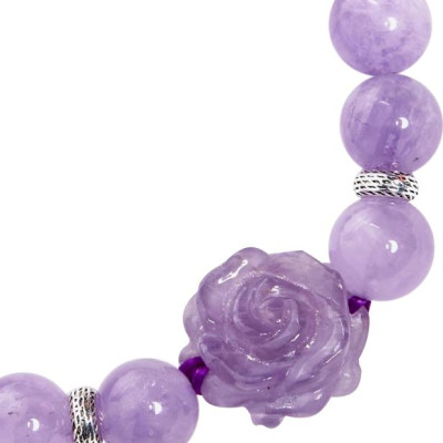 Vòng Thạch Anh Tím Ngọc Phối Hoa Mẫu Đơn Ngọc Quý Gemstones VT6