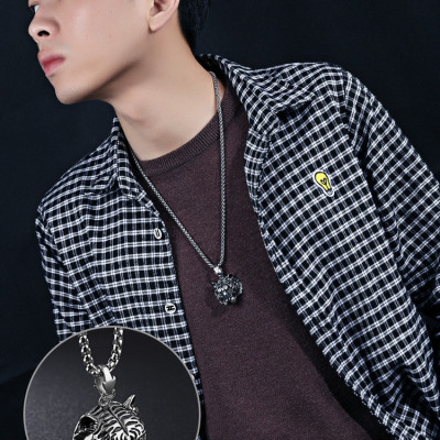 Dây chuyền nam 3D bằng Tittan đầu hổ uy quyền K130