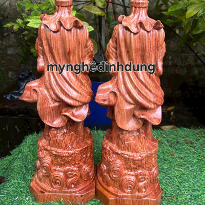Tượng thánh trần quốc tuấn trần hưng đạo vương bằng gỗ hương đá cao 40cm