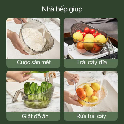 [KoSuyTu] Ca, Gáo Có Lỗ Ráo Nước Bằng Nhựa Trong Suốt - Vo Gạo, Rửa Trái Cây, Lọc Cái... - Kích Thước 24x20x13cm