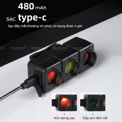 Đèn Đuôi Xe Đạp Ba Màu Giao thông BR-05, Sạc Type-C Pin Bền 480mAh, Cảm biến phanh, Đèn Đạp Xe An Toàn Ban Đêm, Dễ Dùng Cho Người Mới - Mai Lee