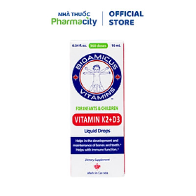 Dung dịch Biomicus For Infants And Children Vitamin K2 And D3 hỗ trợ tốt cho xương, răng của bé (10ml)