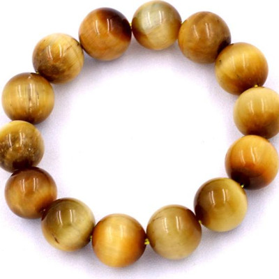 Chuỗi đá đeo tay đá mắt hổ vàng 14 ly - Vòng chuỗi đeo tay đá phong thủy 