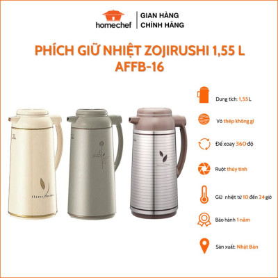 Phích giữ nhiệt Zojirushi 1.55L, an toàn sức khỏe, hàng chính hãng, sản xuất Nhật Bản, AFFB-16, bảo hành 1 năm