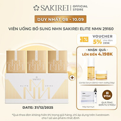 Viên uống bổ sung NMN, hỗ trợ chống lão và làm đẹp da Sakirei Elite NMN 29160 - 15000mg NMN 90 viên