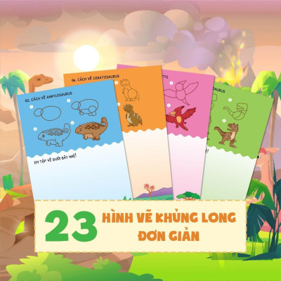 Sách - Dino Tập Vẽ - 4 Bước Vẽ Đơn Giản Khủng Long - Megabook