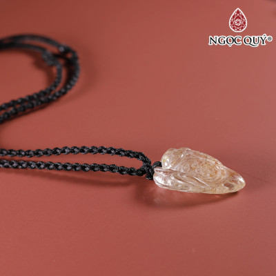 Mặt dây chuyền ngọc thiền thạch anh tóc cam 29x19mm mệnh hỏa, thổ - Ngọc Quý Gemstones