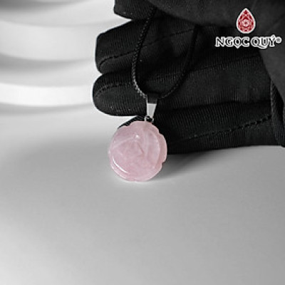 Mặt dây chuyền hoa mẫu đơn thạch anh hồng 20mm mệnh hỏa, thổ - Ngọc Quý Gemstones