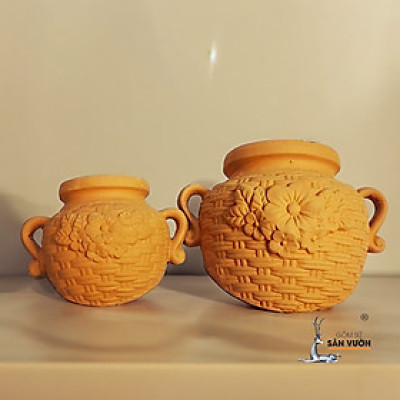 Chậu Gốm Đất Nung Kiểu BÌNH HOA DÁN TƯỜNG (bộ 2 cái 10x14cm và 14x18cm)