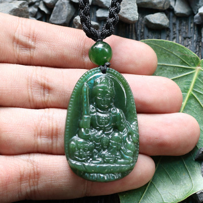 Mặt Dây Chuyền Văn Thù Bồ Tát Ngọc Bích Ngọc Quý Gemstones GA108