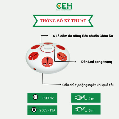 Ổ cắm Điện Quang ĐQ ESK.106 (Kiểu UFO 6 lỗ 3 chấu)