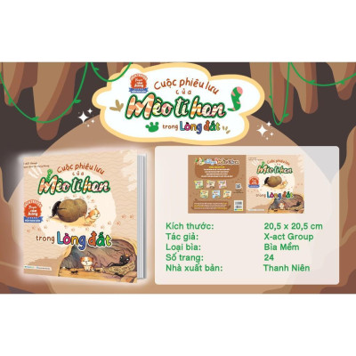 Sách - Cuộc Phiêu Lưu Của Mèo Tí Hon Trong Lòng Đất (20 Stickers Con Vật Đáng Yêu) - Megabook