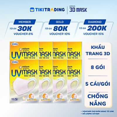 Bộ 8 gói khẩu trang chống nắng Unicharm UV Mask 5 miếng