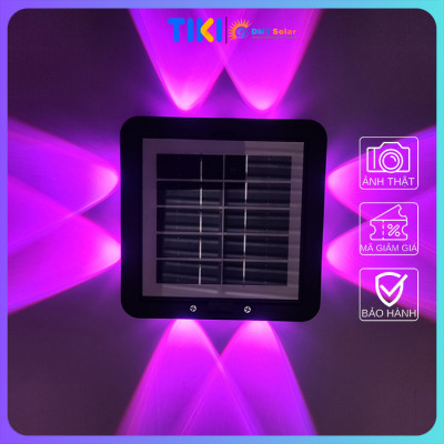 Đèn ốp tường hắt tường 4 đầu 8 tia năng lượng mặt trời HT08-RGB