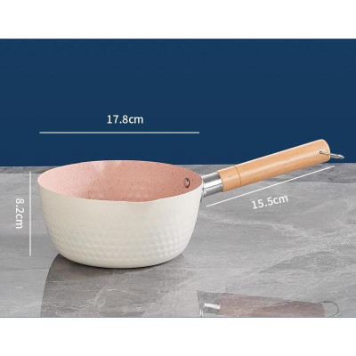 Chảo Chống Dính Caramic Đáy Lòng Sâu Size 18cm Tay Cầm Cán Gỗ