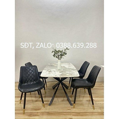Bộ bàn chân chéo 4 ghế  loft trám nhập khẩu