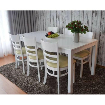 Bộ bàn ăn cabin 1m65 trắng + 6 ghế cabin  Thương hiệu Nội Thất Bình Long 