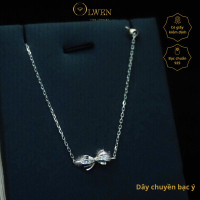 Dây chuyền bạc ý hình nơ dễ thương, phong cách nhẹ nhàng, năng động, phù hợp đi làm, đi học - LY1.2