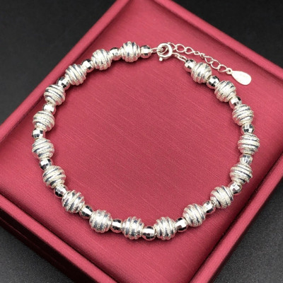 Lắc , Vòng Tay Nữ Bạc Ta Bi Phay Cát 3D BẠC HIỂU MINH LTU522S