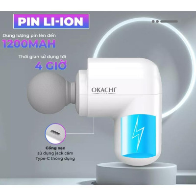 Súng massage cầm tay OKACHI JP-G3 có đầu nóng màu trắng