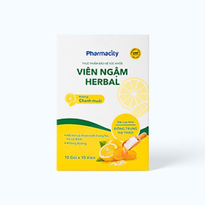 Viên Ngậm Pharmacity Herbal Lozenges Hương Chanh Muối Hỗ Trợ Cải Thiện Tình Trạng Ho (2 vỉ x 5 viên)