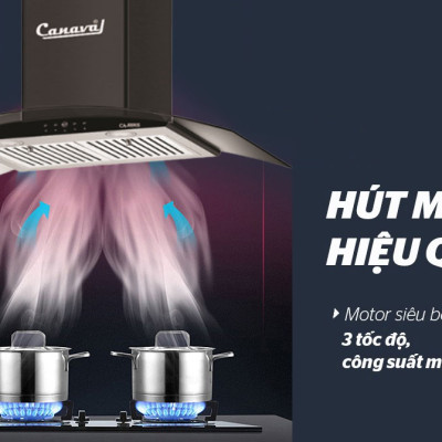Máy hút mùi kính cong Canaval CA8890S - Hàng nhập khẩu