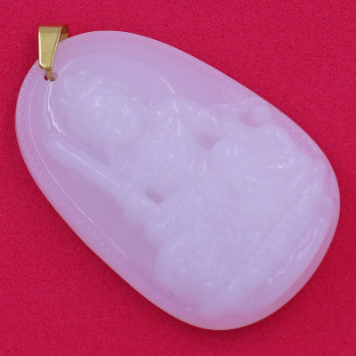 Mặt Phật Văn Thù Bồ Tát trắng 4.3cm kèm hộp nhung