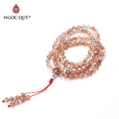 Chuỗi 108 hạt đá thạch anh tóc đỏ mệnh hỏa, thổ - Ngọc Quý Gemstones