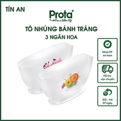 Combo 2 tô nhúng bánh tráng 3 ngăn hoa lớn Prota