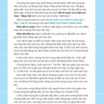 Đề Ôn Luyện Và Tự Kiểm Tra Toán Lớp 1 - Tập 1 (Biên Soạn Theo Chương Trình GDPT Mới) - MEGA