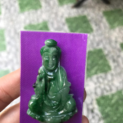 MẶT DÂY CHUYỀN PHẬT QUAN ÂM ĐÁ CẨM THẠCH TỰ NHIÊN XANH LAM 3 MÀU XANH ĐẬM NHẸ HƠI TRẮNG XíU ĐẸP 55mm đk 29mm dầy 7mm 