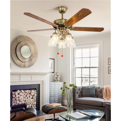 Đèn quạt HEMODIN 3 chế độ sáng phong cách cổ điển - kèm bóng LED chuyên dụng