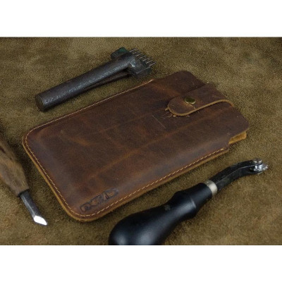 Bao Da Rút Nút Cài cho Iphone 12 pro max, 13 pro max, 14 pro max.... Da Bò Sáp