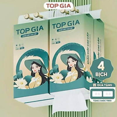 Khăn giấy Top Gia treo tường Sắc Việt, siêu mềm mịn, an toàn cho da, bịch 1280 tờ