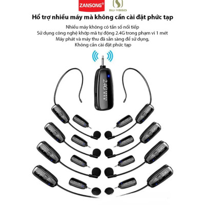Micro trợ giảng không dây Zansong kết nối 2.4ghz V38 ( Hàng Chính Hãng )