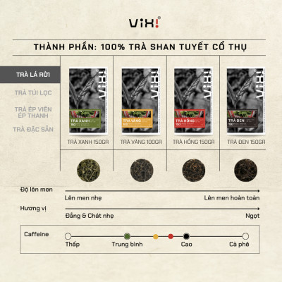 Trà xanh ViXi trà Shan Tuyết cổ thụ lá rời 1 búp 2 lá 220gr - 500gr