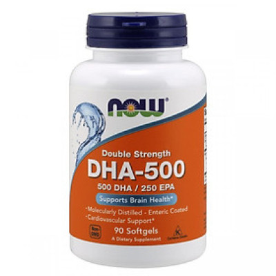 Viên Uống NOW FOODS Double Strength DHA 500 Giúp Bổ Não, Tăng Cường Trí Nhớ & Phát Triển Trí Não Lọ 90 Viên