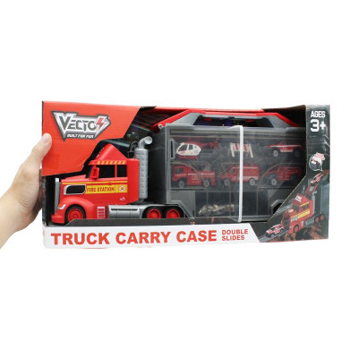 Bộ Đồ Chơi Mô Hình Xe Tải Cứu Hỏa Nhiều Ngăn Có Tích Hợp Đường Trượt - Vecto VT111