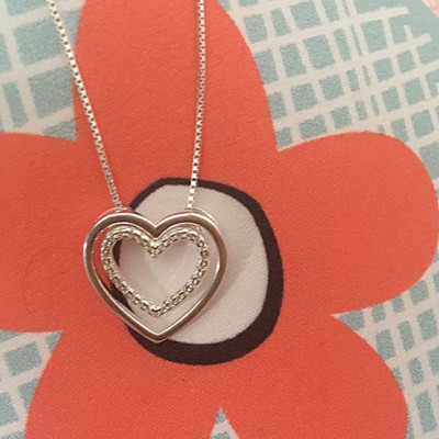 Bộ dây chuyền liền mặt trang sức bạc Ý S925 Bạc Xinh - Tim xinh đính đá PP1569